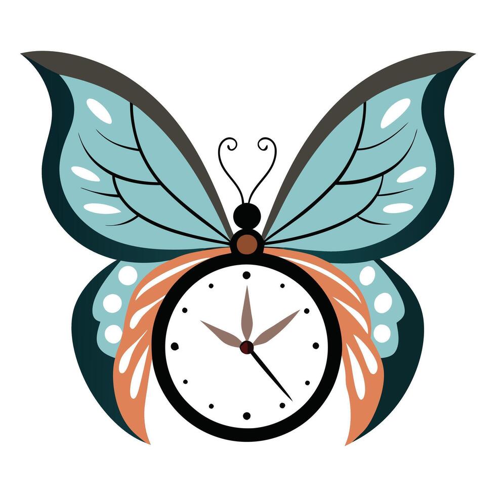 Sleek and Modern Clock Icon with Futuristic Butterfly Wing Design vector
