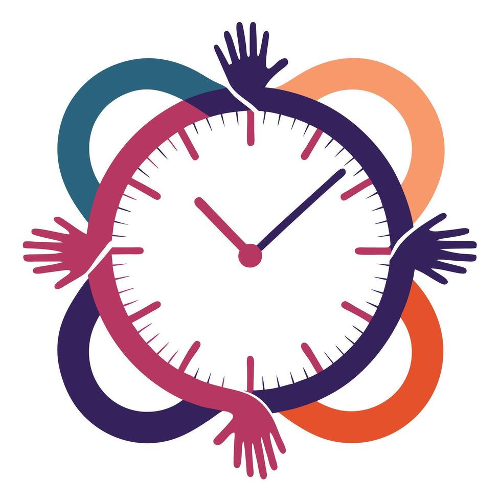 Sleek and Modern Clock Icon with Futuristic Infinity Loop Design vector