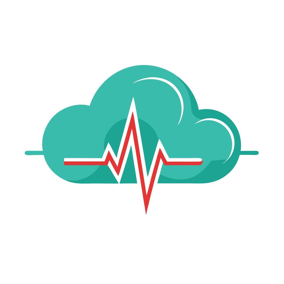 Modern Cloud Icon with Unique and Creative Heartbeat Line Design vector