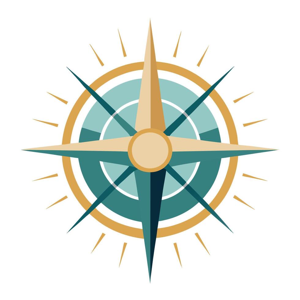 Sleek and Modern Compass Icon with Futuristic Light Ray Design vector