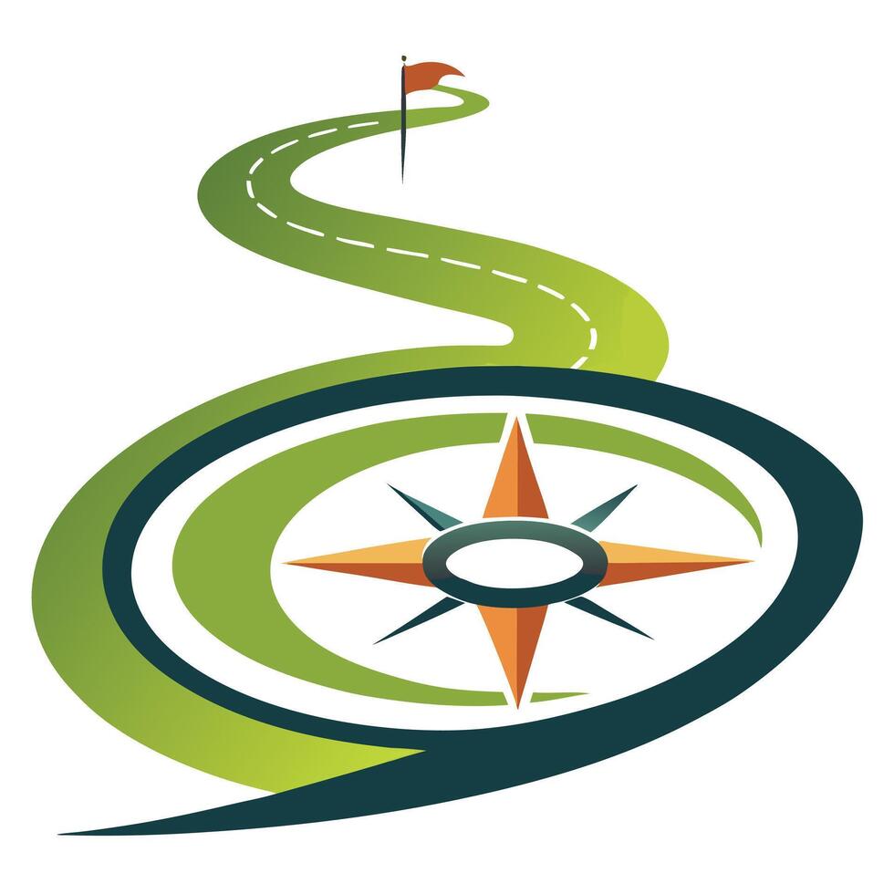 Stylized Compass Icon with Path and Modern Design Elements vector