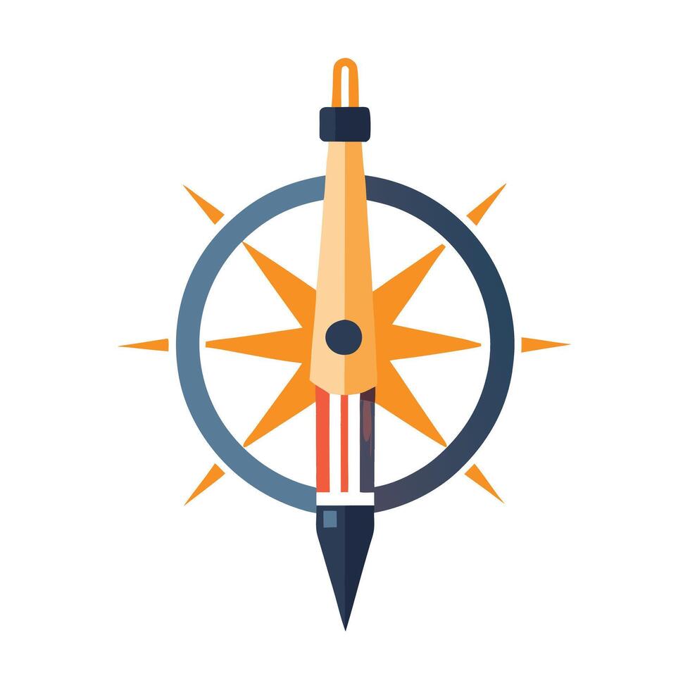 Abstract Compass Icon with Modern and Innovative Pencil Design vector