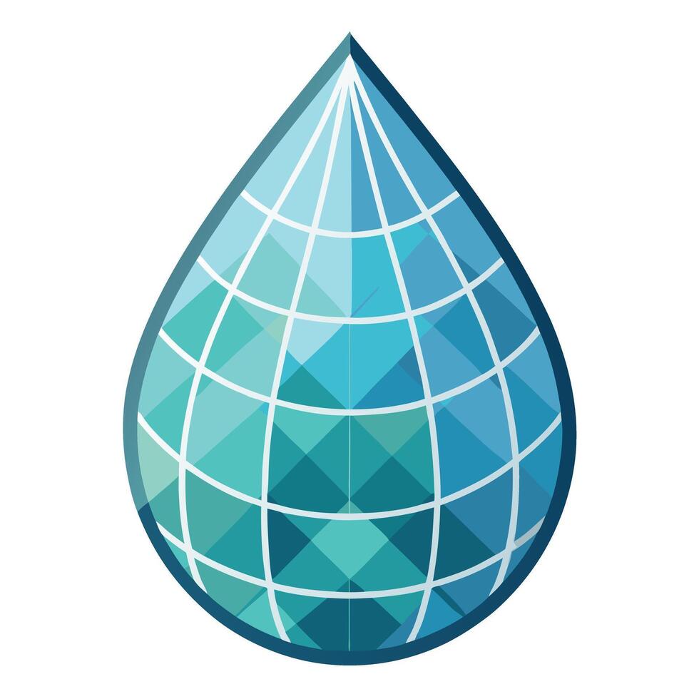Stylized Drop Icon with Gradient Grid and Modern Design Elements vector