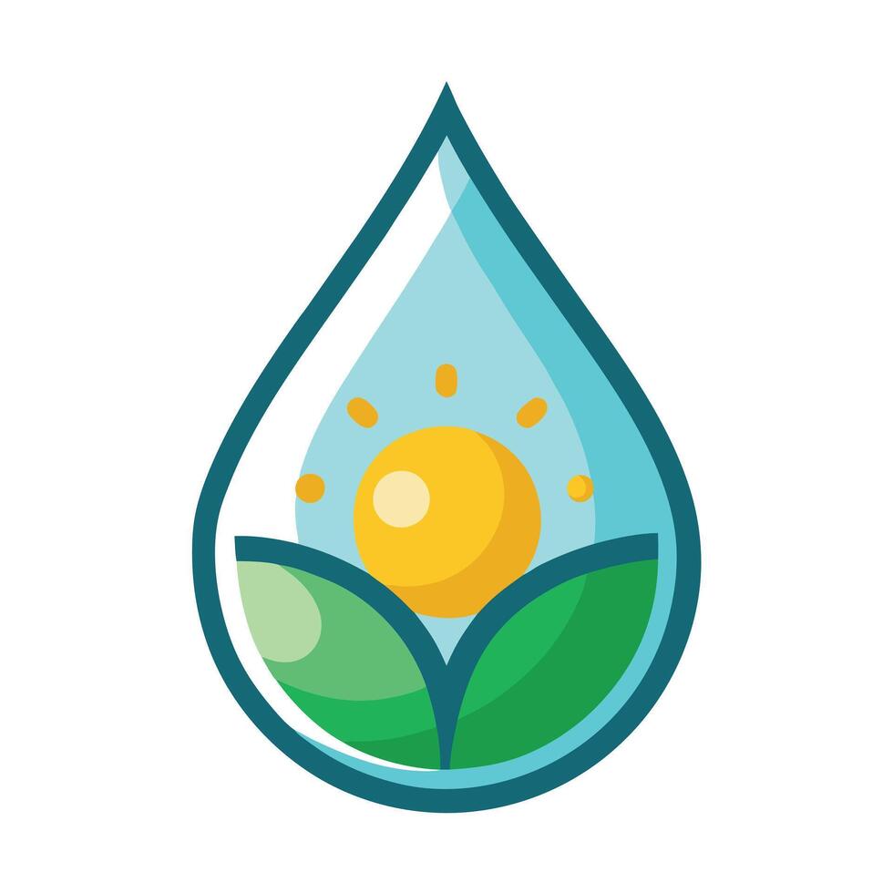 Modern Droplet Icon with Unique and Creative Sun Design vector