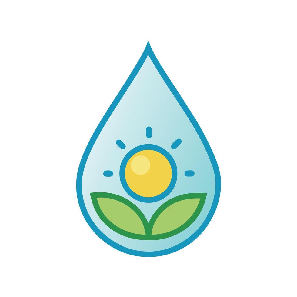 Abstract Droplet Icon with Modern and Innovative Sun Design vector