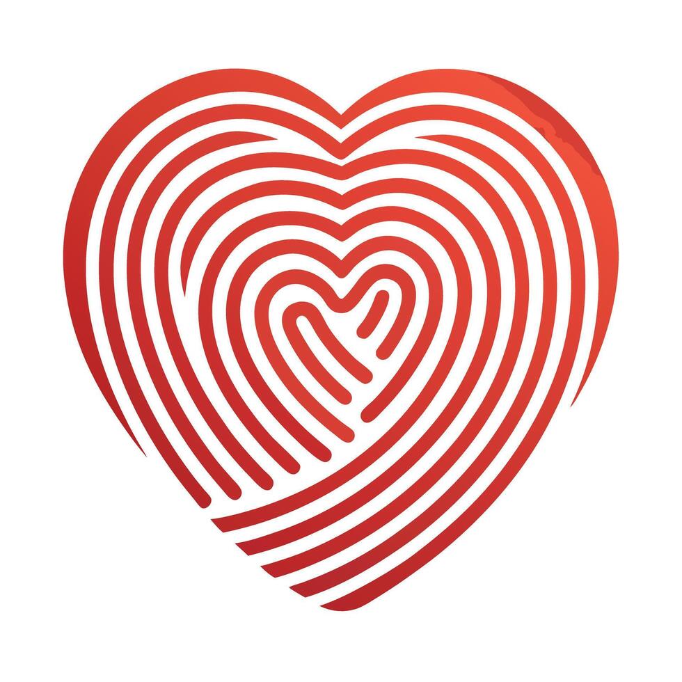 Modern Fingerprint Icon with Unique and Creative Heart Design vector