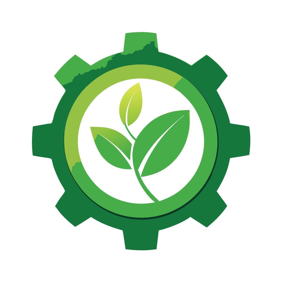 Modern Gear Icon with Unique and Creative Leaf Design vector