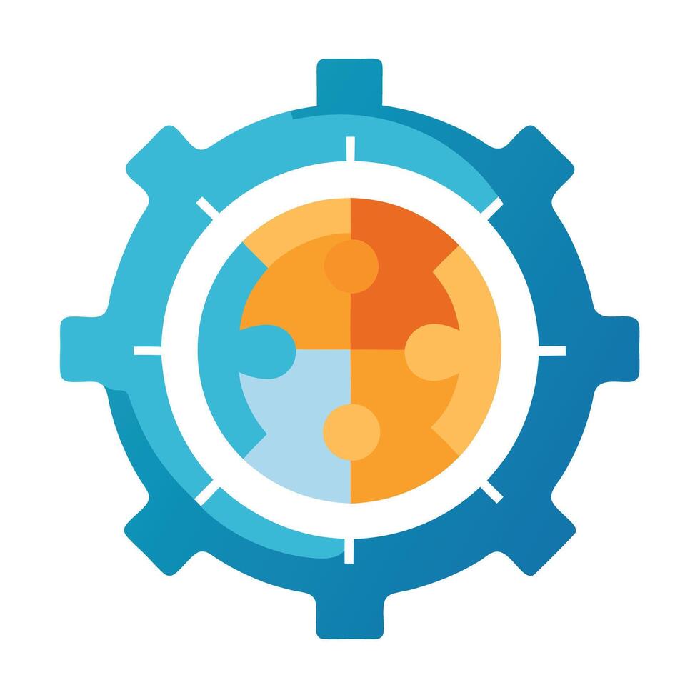 Abstract Gear Icon with Modern and Innovative Puzzle Piece Design vector