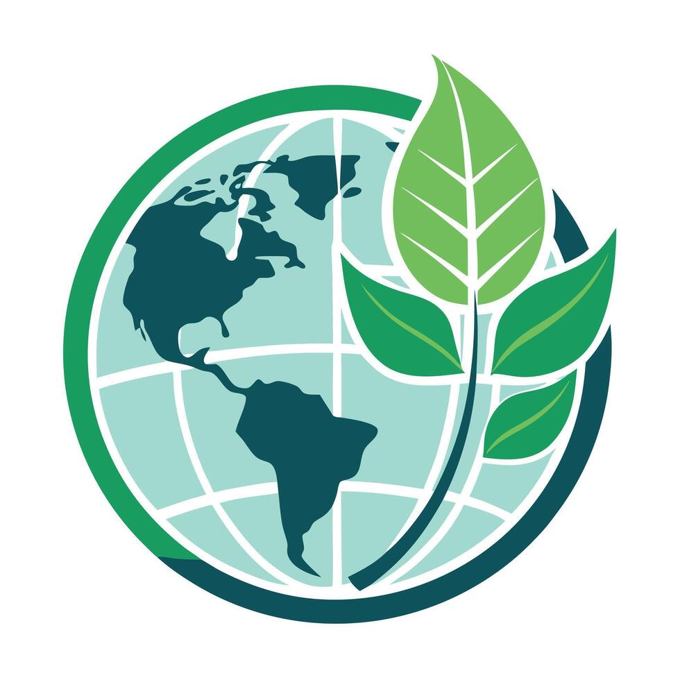 Modern Globe Icon with Unique and Creative Leaf Pattern Design vector