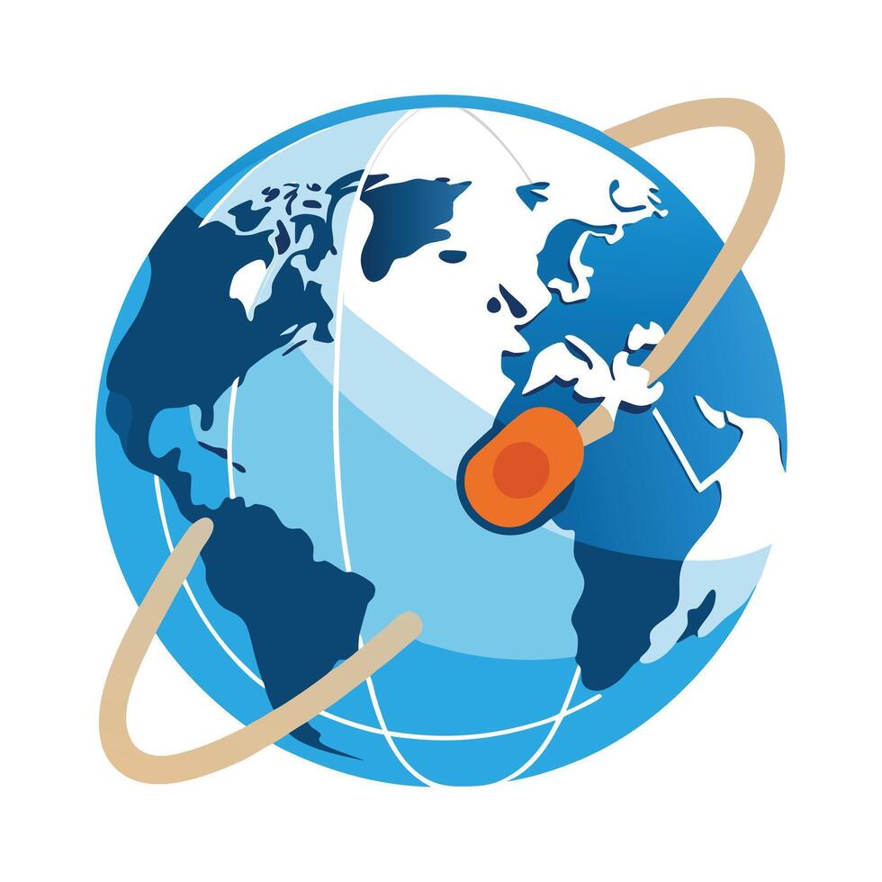 Abstract Globe Icon with Modern and Innovative Paperclip Design vector