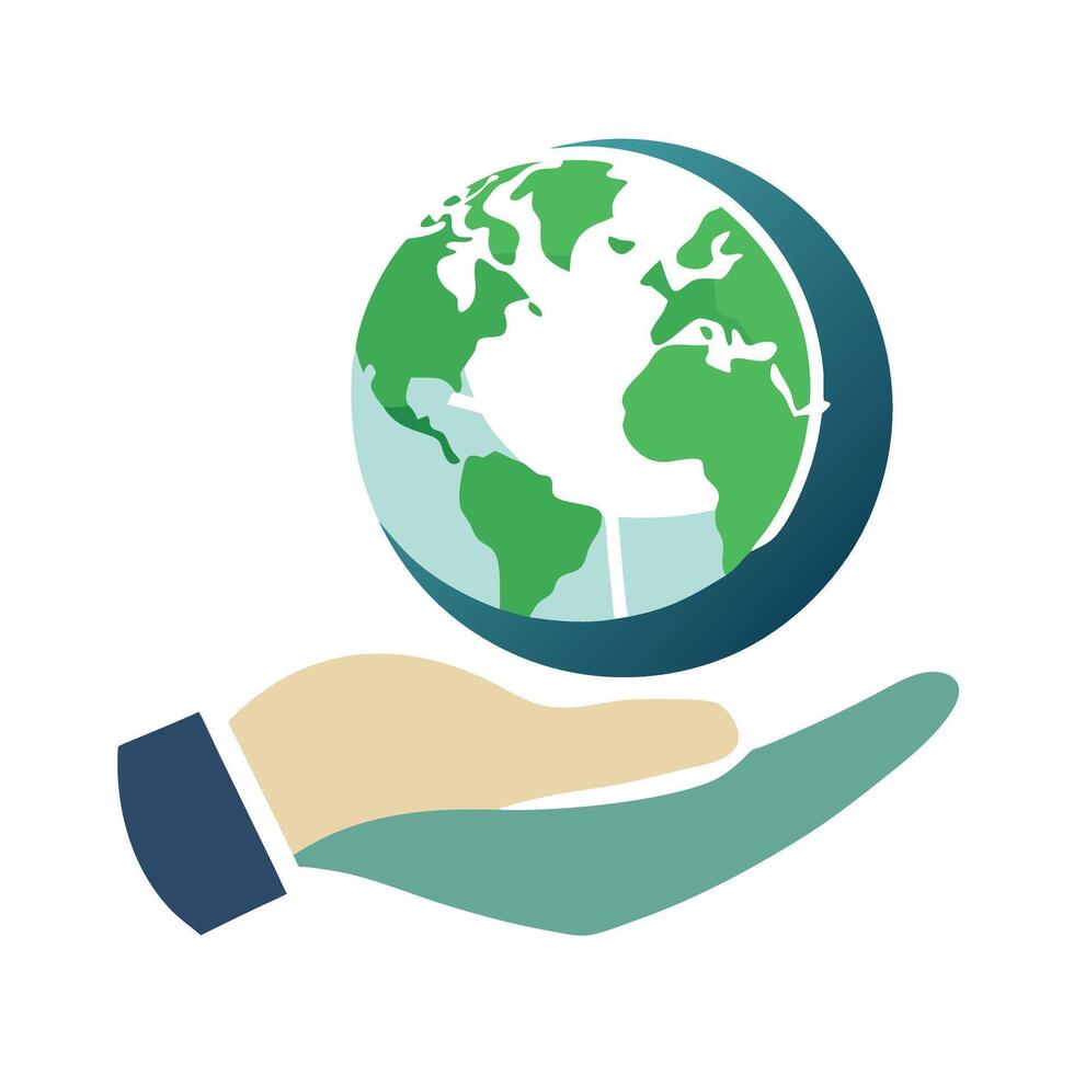 Sleek and Modern Hand Icon with Futuristic Earth Design vector