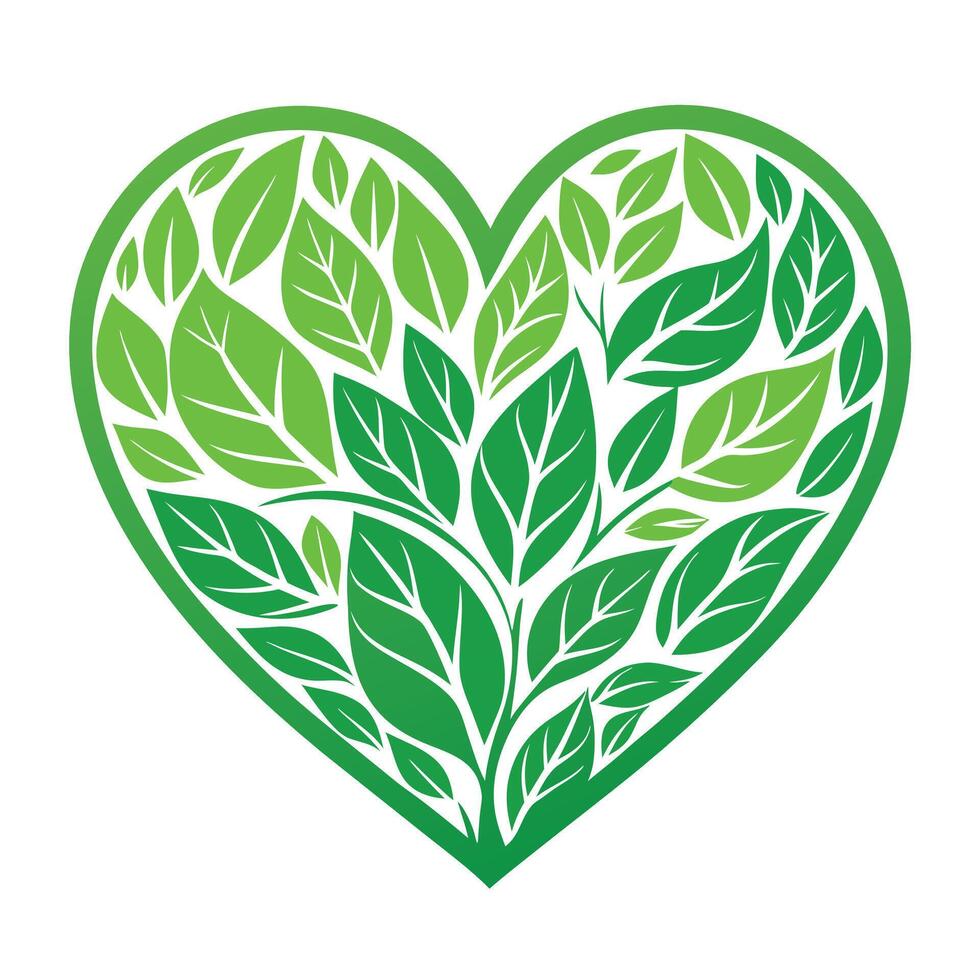 Modern Heart Icon with Unique and Creative Leaf Vein Design vector