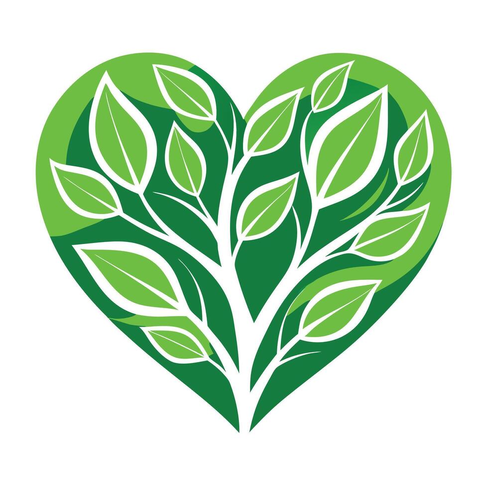 Abstract Heart Icon with Modern and Innovative Leaf Vein Design vector