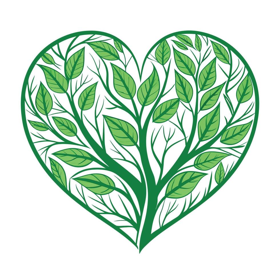 Sleek and Modern Heart Icon with Futuristic Leaf Vein Design vector