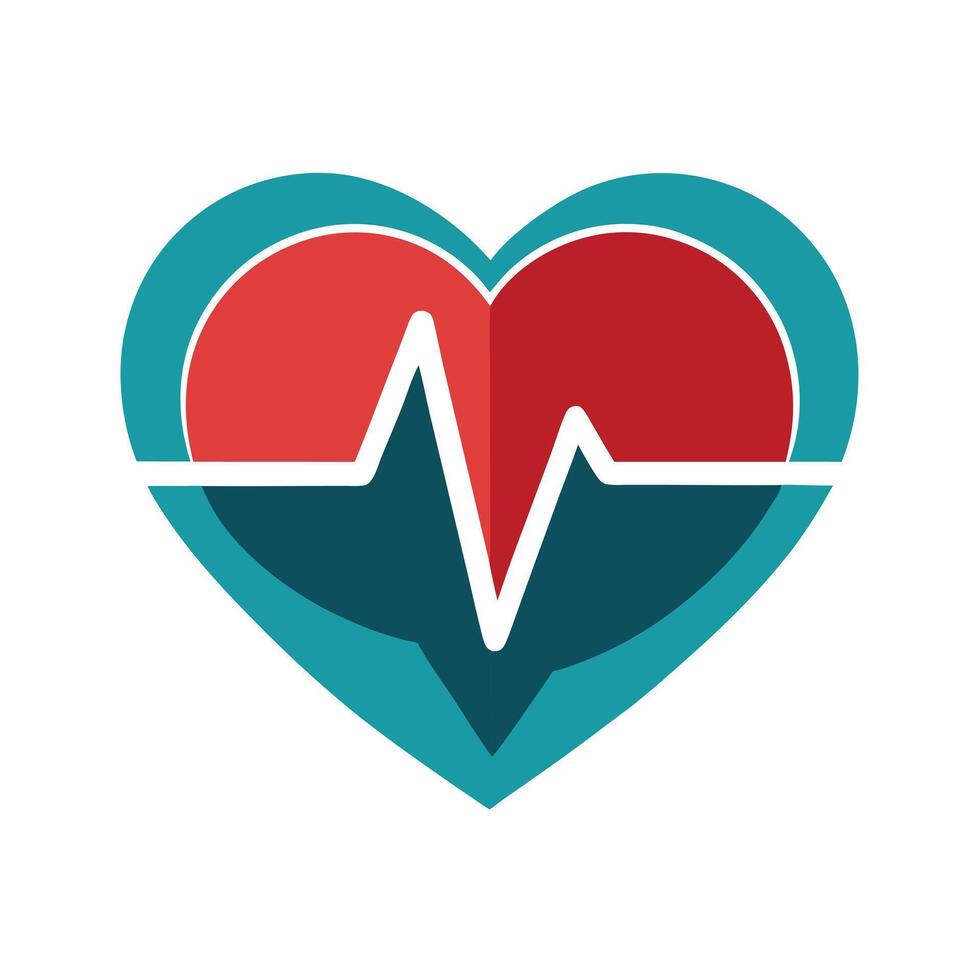 Stylized Heart Icon with Pulse and Modern Design Elements vector
