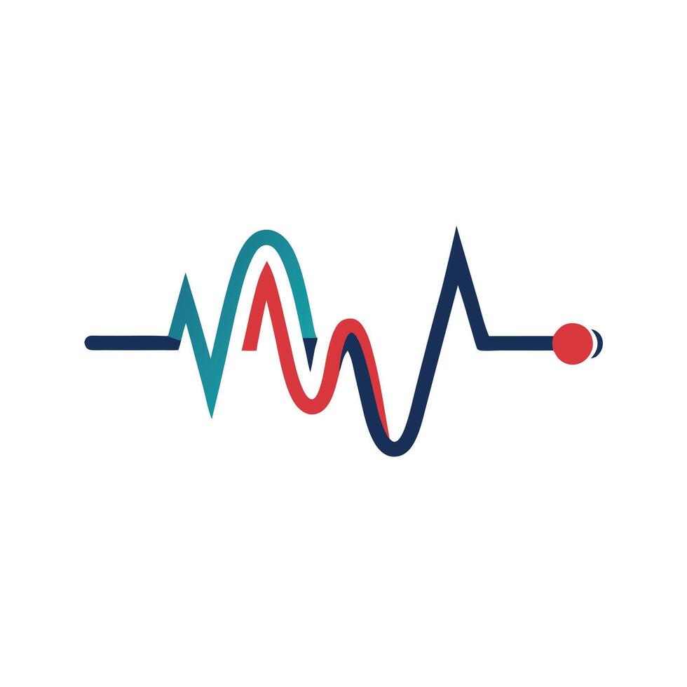 Stylized Heartbeat Icon with Digital Wave and Modern Design Elements vector