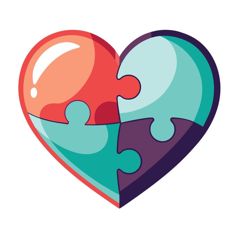 Modern Hollow Heart Icon with Unique and Creative Puzzle Piece Design vector