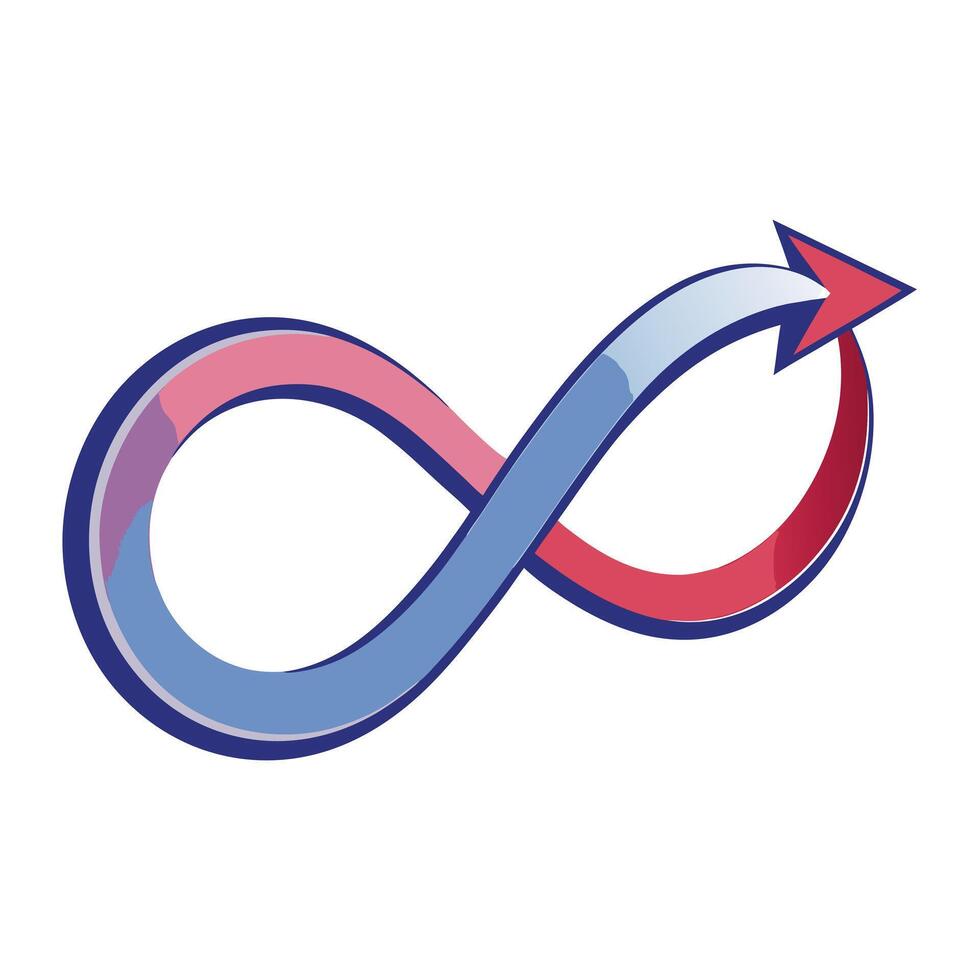 Stylized Infinity Icon with Arrow and Modern Design Elements vector