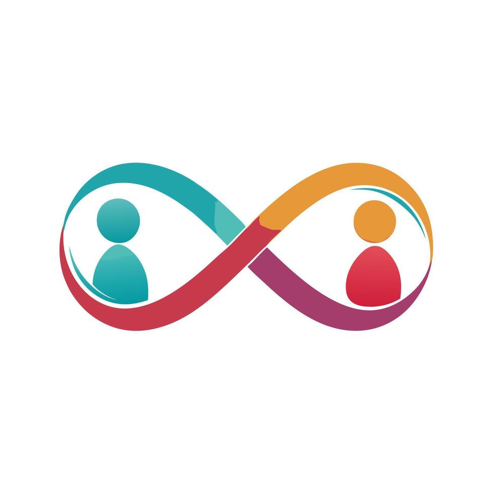 Sleek and Modern Infinity Icon with Futuristic People Design vector