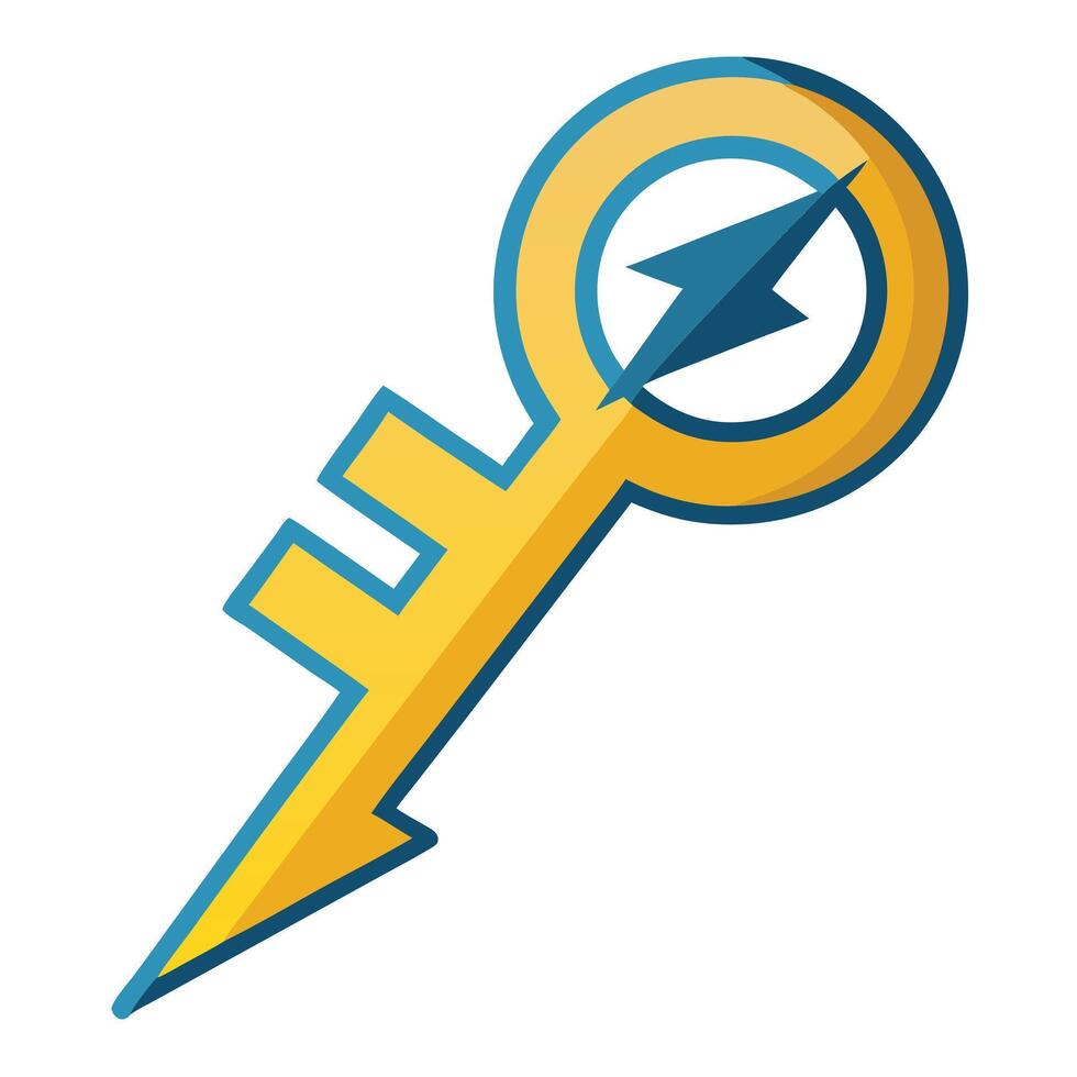 Sleek and Modern Key Icon with Futuristic Lightning Bolt Design vector