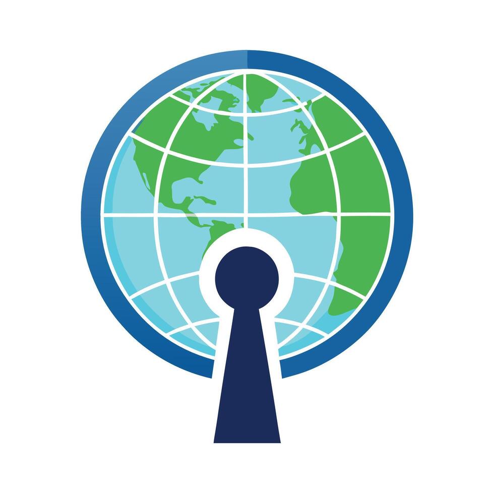 Abstract Keyhole Icon with Modern and Innovative Globe Design vector
