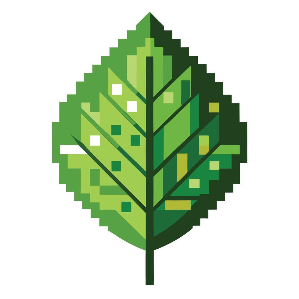 Sleek and Modern Leaf Icon with Futuristic Digital Pixel Design vector
