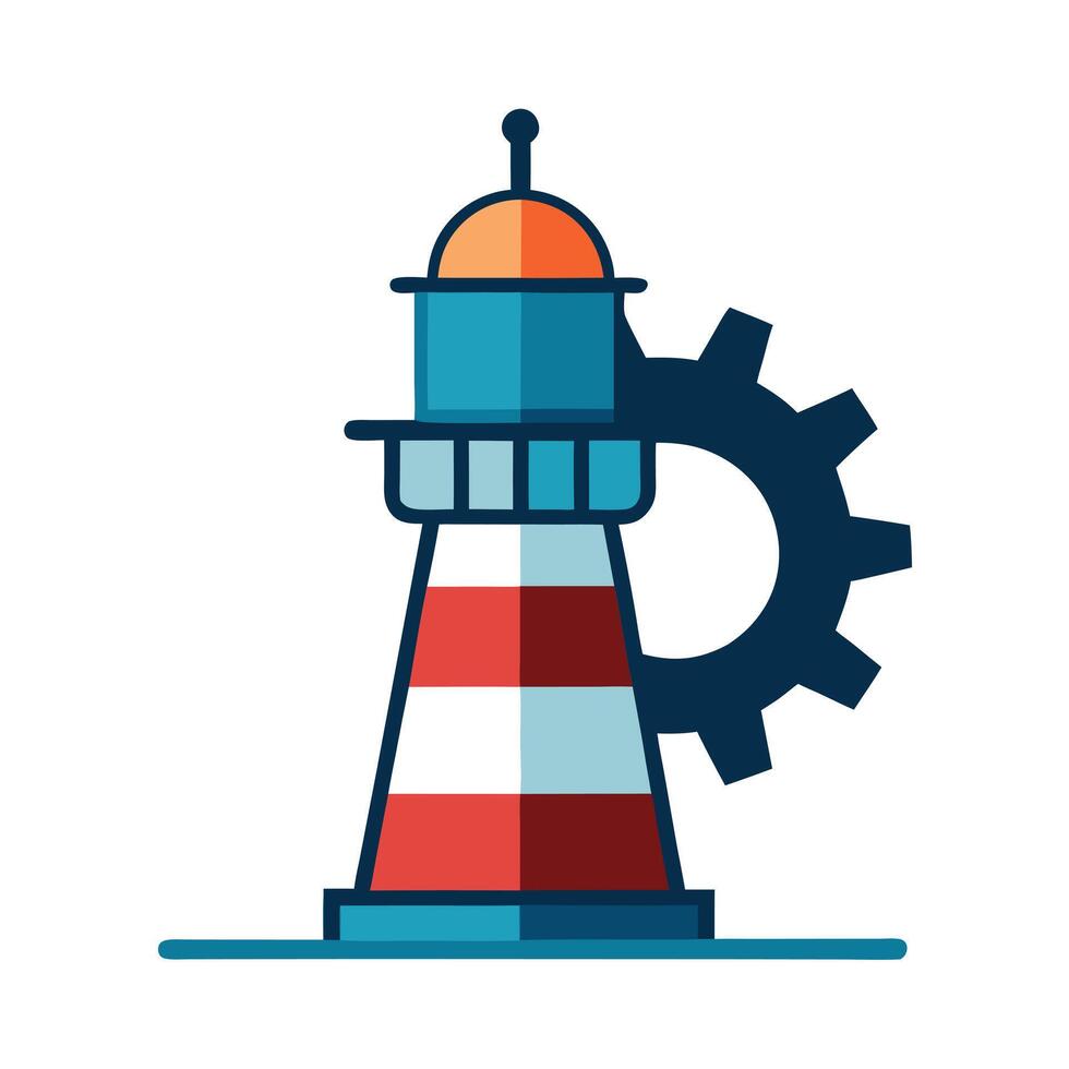 Modern Lighthouse Icon with Unique and Creative Gear Design vector