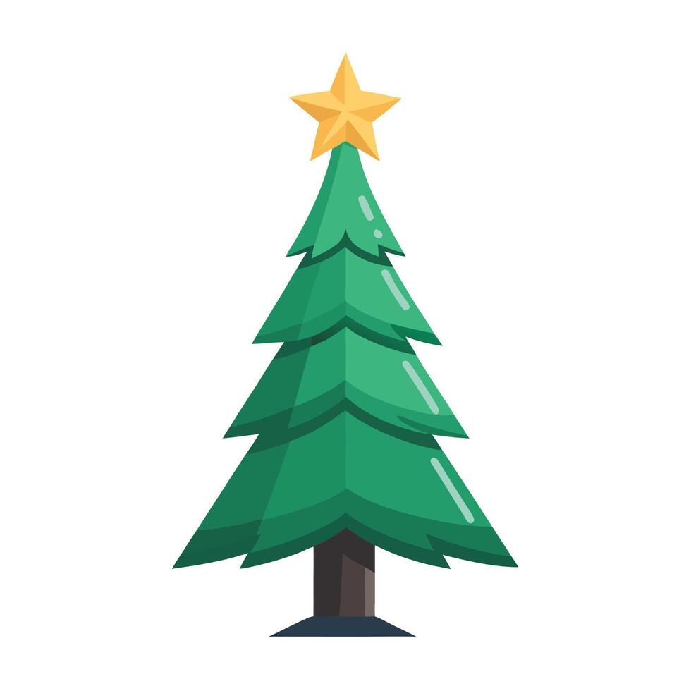 Modern Pine Tree Icon with Unique and Creative Star Design vector