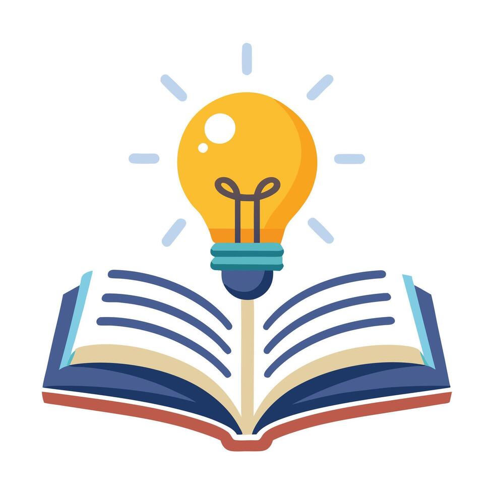 Modern Open Book Icon with Unique and Creative Lightbulb Design vector