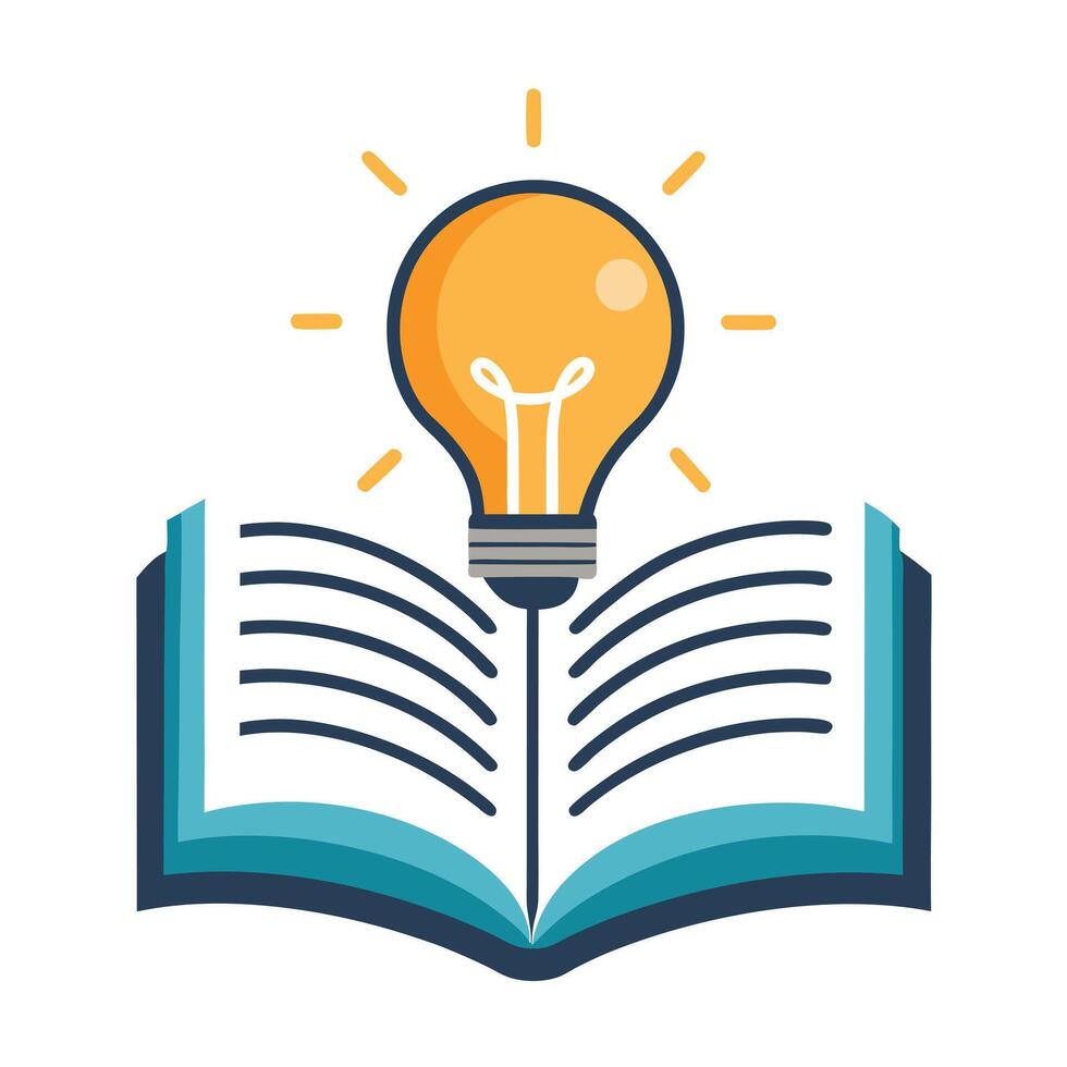 Abstract Open Book Icon with Modern and Innovative Lightbulb Design vector