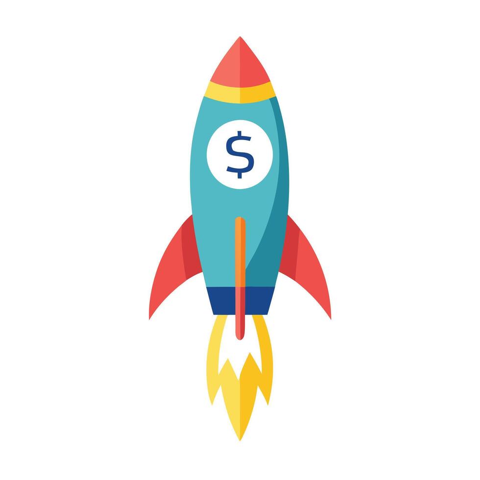 Modern Rocket Icon with Unique and Creative Dollar Sign Design vector