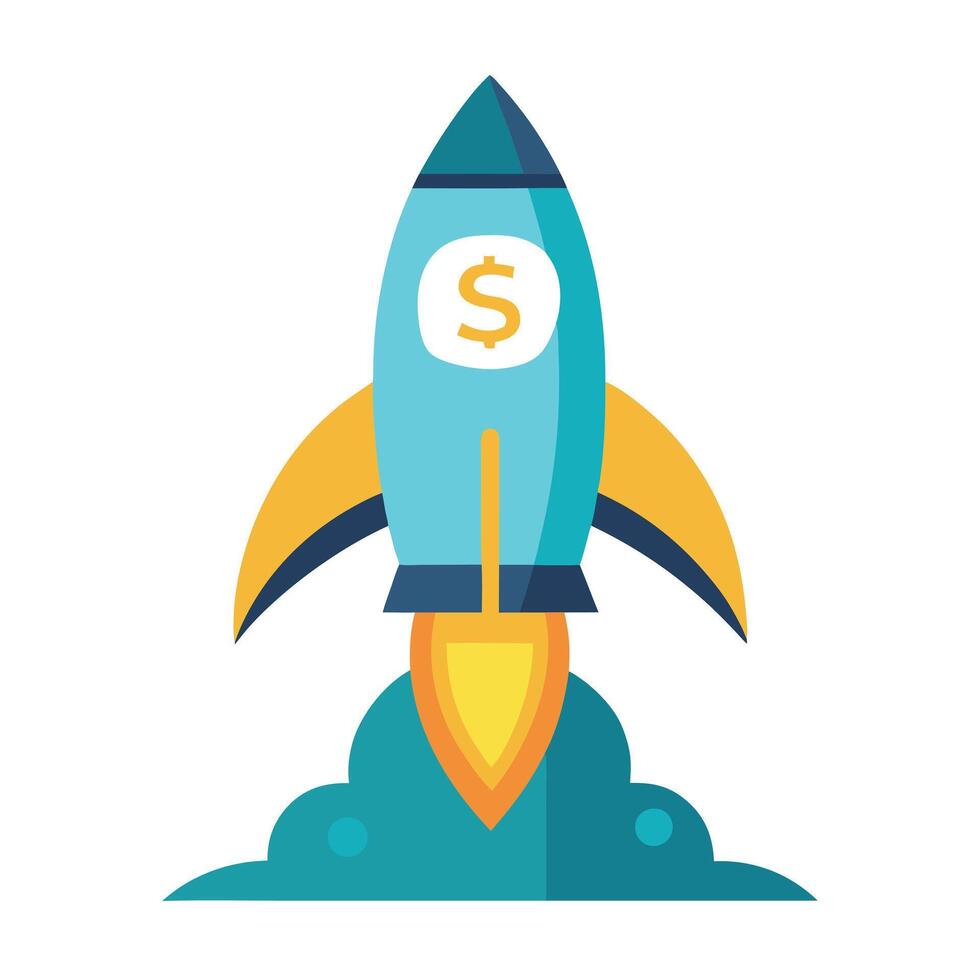 Sleek and Modern Rocket Icon with Futuristic Dollar Sign Design vector