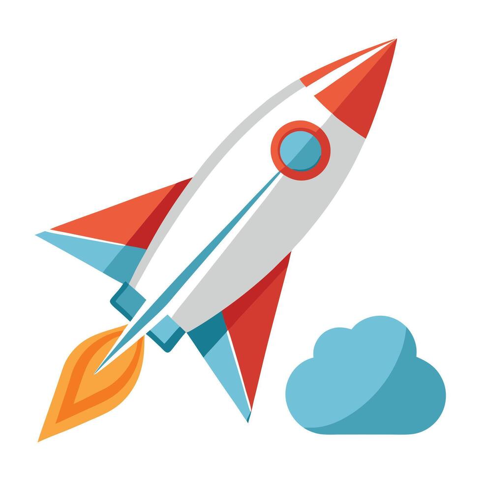 Modern Rocket Icon with Unique and Creative Paper Plane Design vector