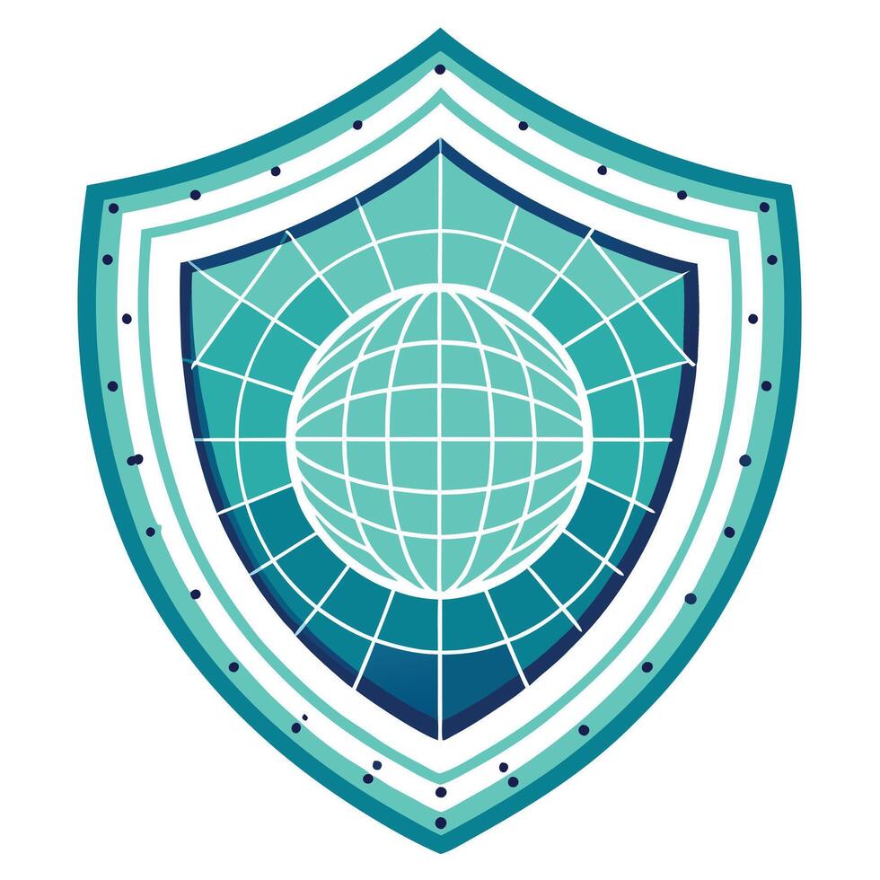 Sleek and Modern Shield Icon with Futuristic Data Grid Design vector