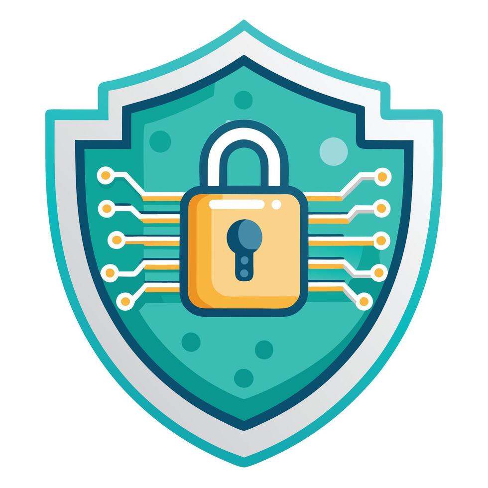Sleek and Modern Shield Icon with Futuristic Digital Lock Design vector