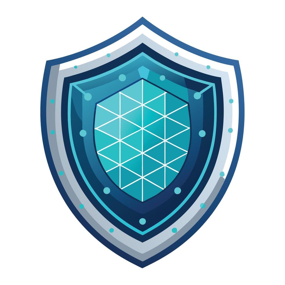 Abstract Shield Icon with Modern and Innovative Data Grid Design vector