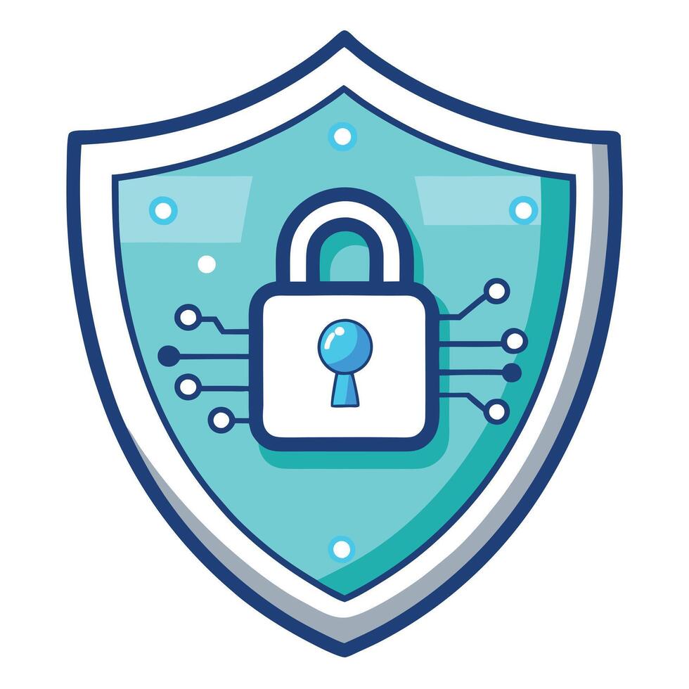 Modern Shield Icon with Unique and Creative Digital Lock Design vector