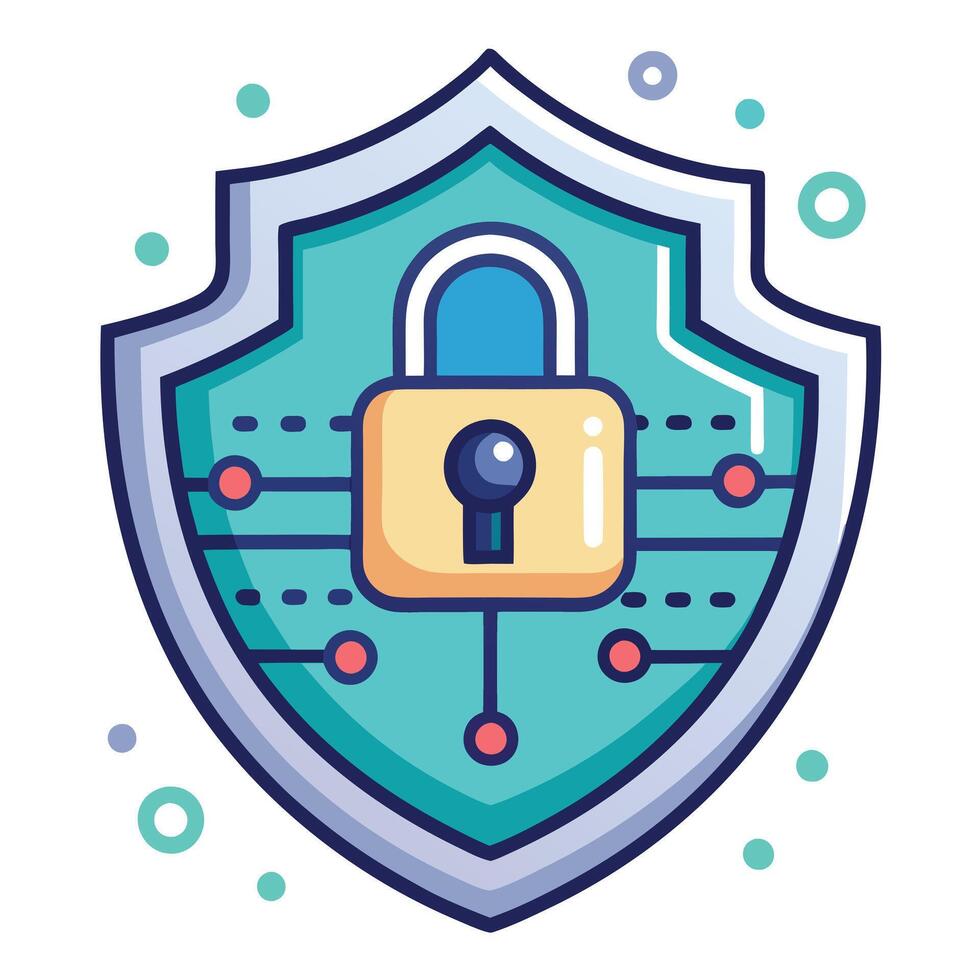 Abstract Shield Icon with Modern and Innovative Digital Lock Design vector