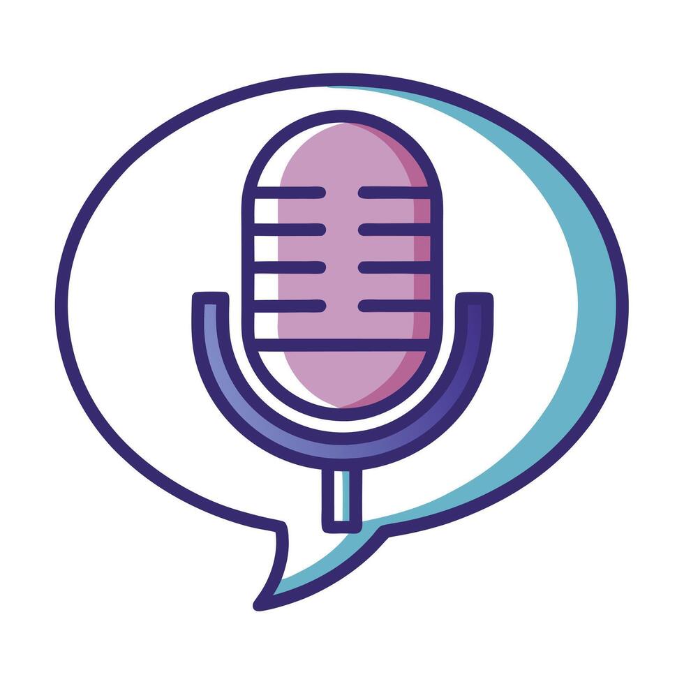 Abstract Speech Bubble Icon with Modern and Innovative Microphone Design vector
