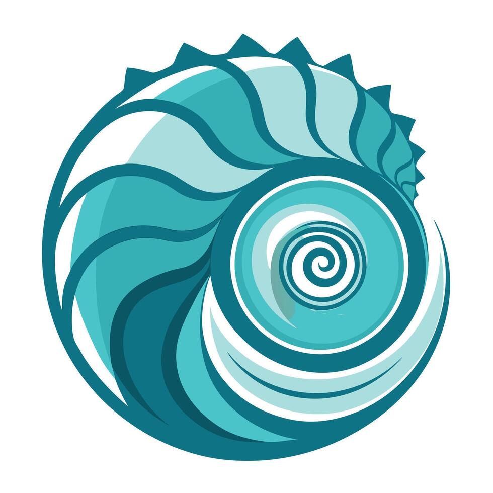 Sleek and Modern Spiral Shell Icon with Futuristic Wave Design vector