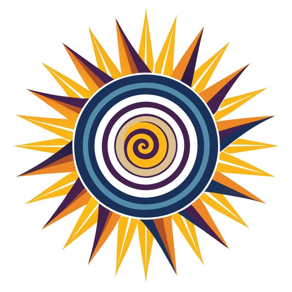 Stylized Starburst Icon with Spiral and Modern Design Elements vector