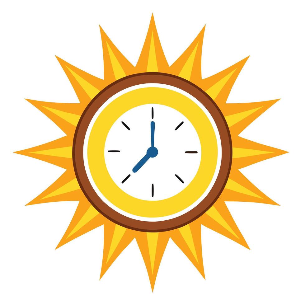 Modern Sun Icon with Unique and Creative Clock Hand Design vector