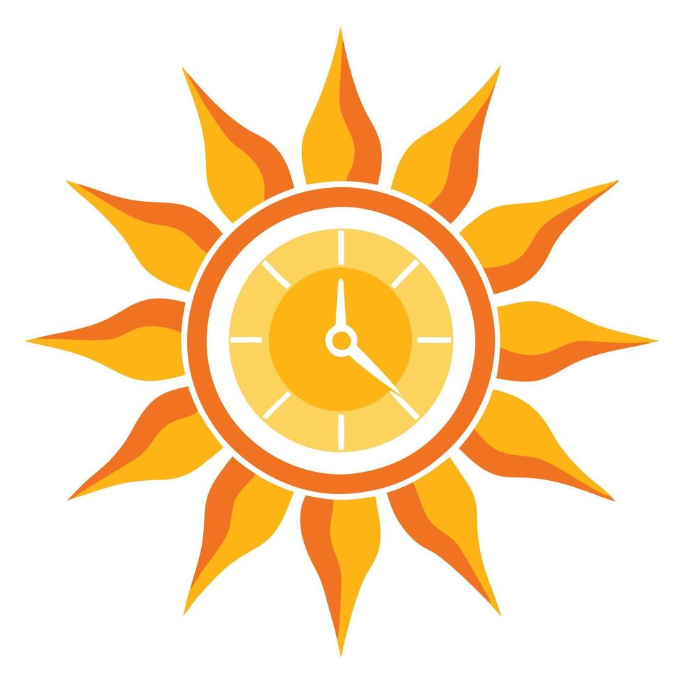 Sleek and Modern Sun Icon with Futuristic Clock Hand Design vector