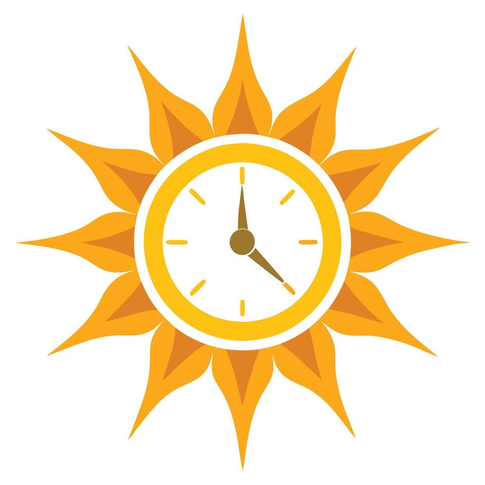 Abstract Sun Icon with Modern and Innovative Clock Hand Design vector