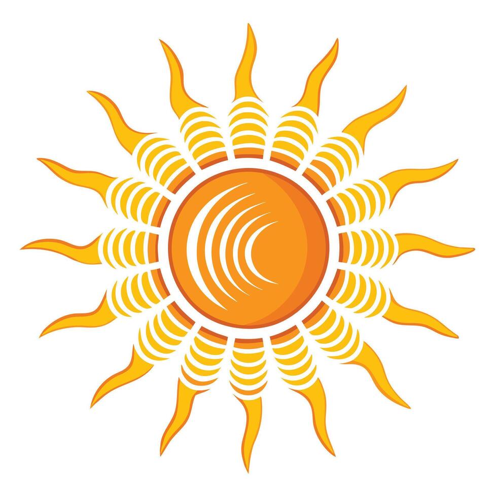Abstract Sun Icon with Modern and Innovative Digital Wave Design vector