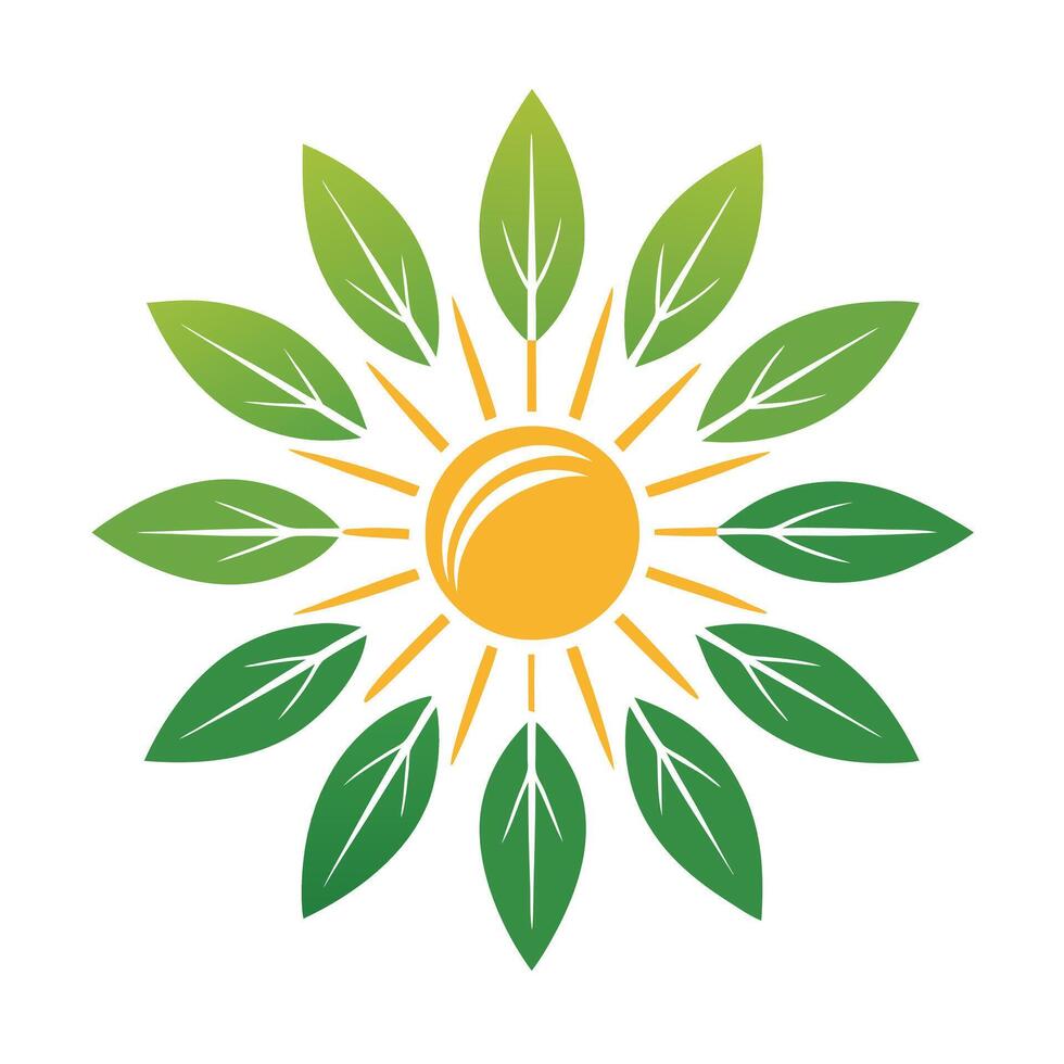 Abstract Sun Icon with Modern and Innovative Leaf Ray Design vector