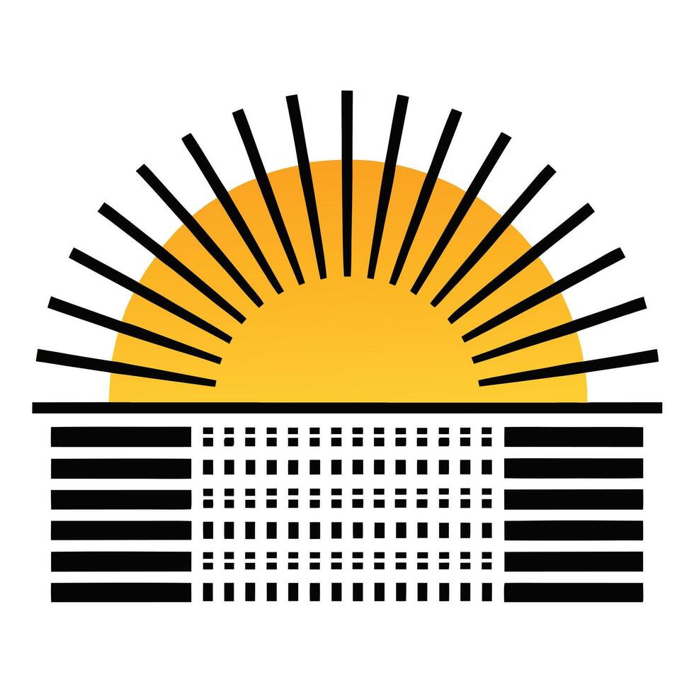 Sleek and Modern Sunrise Icon with Futuristic Binary Code Design vector