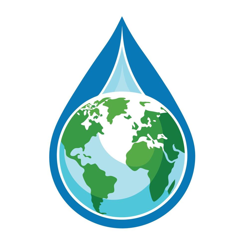 Abstract Water Drop Icon with Modern and Innovative Earth Design vector