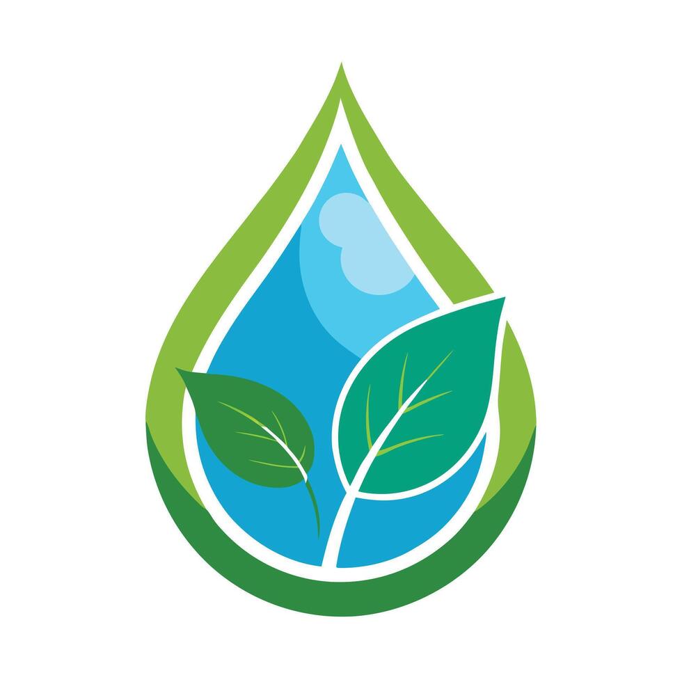 Modern Water Drop Icon with Unique and Creative Leaf Design vector