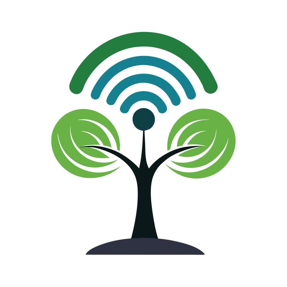 Modern Wi-Fi Signal Icon with Unique and Creative Tree Design vector